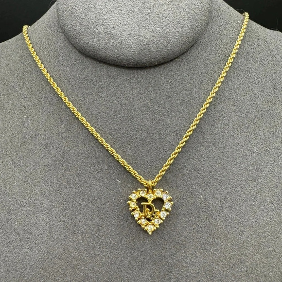 Authentic CD 18K gold plated Christian Dior heart necklace - Picture 2 of 13